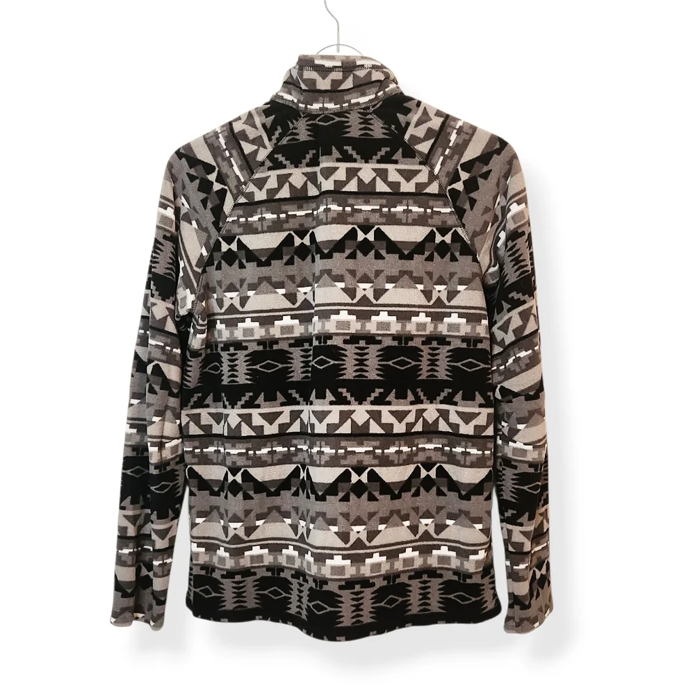 Eddie Bauer Women's 1/4 Zip Fleece Gray Aztec Southwest Print Size Large